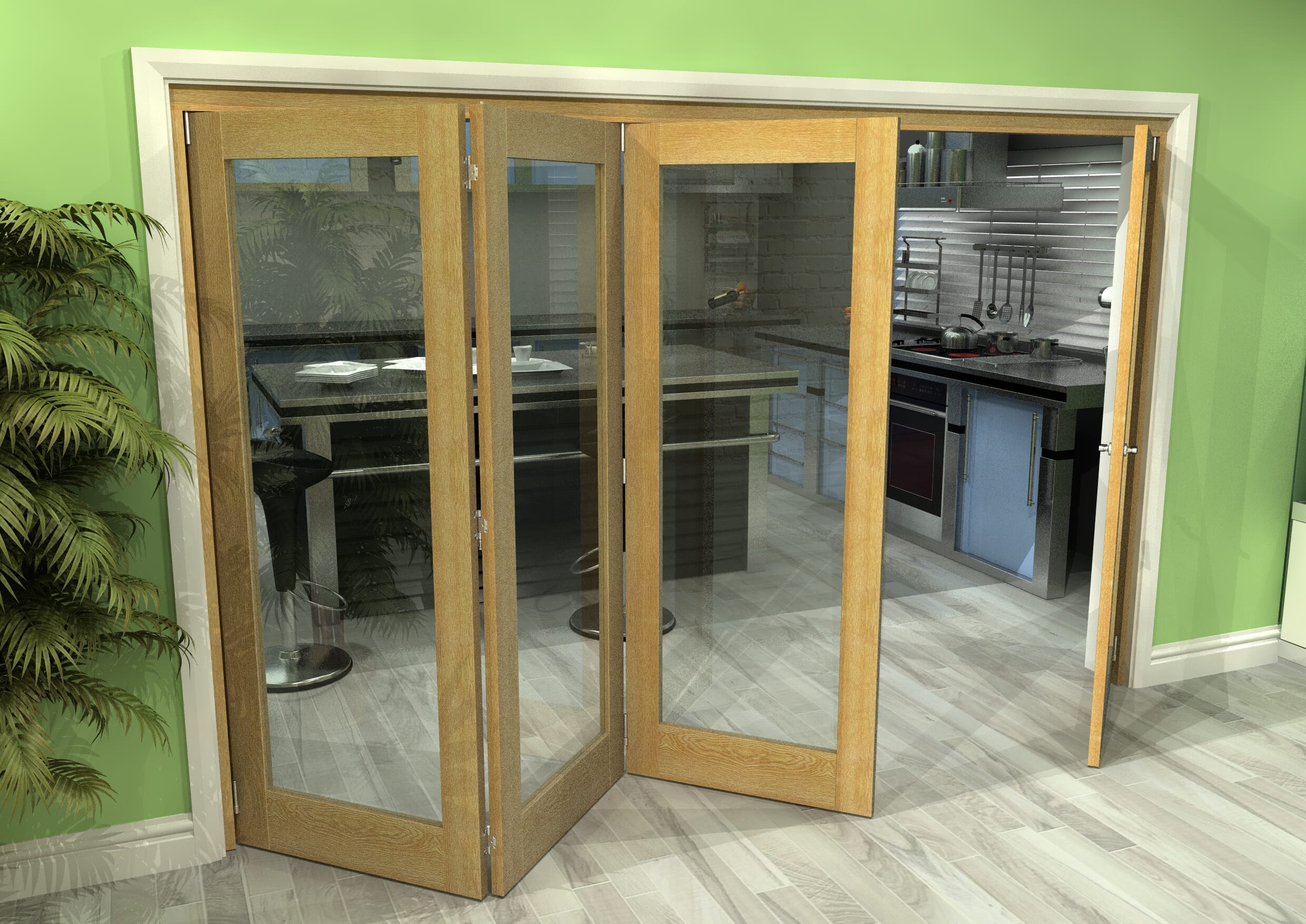 Glazed Oak 4 Door Roomfold Grande (3 + 1 x 762mm Doors)