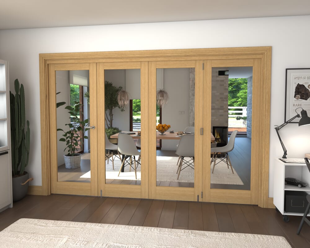Glazed Oak 4 Door Roomfold Grande (3 + 1 x 762mm Doors)