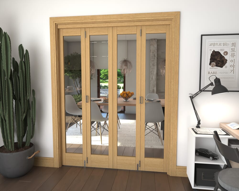 Glazed Oak 4 Door Roomfold Grande (4 + 0 x 381mm Doors)