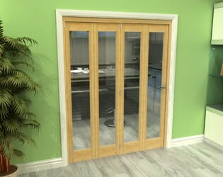 Glazed Oak 4 Door Roomfold Grande (4 + 0 x 381mm Doors)