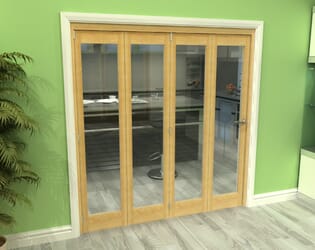 Glazed Oak 4 Door Roomfold Grande (4 + 0 x 457mm Doors)