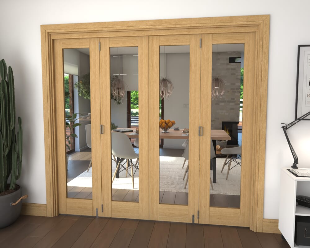 Glazed Oak 4 Door Roomfold Grande (4 + 0 x 533mm Doors)
