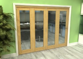 Glazed Oak 4 Door Roomfold Grande (4 + 0 X 610mm Doors) Image