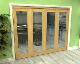 Glazed Oak 4 Door Roomfold Grande (4 + 0 x 610mm Doors)