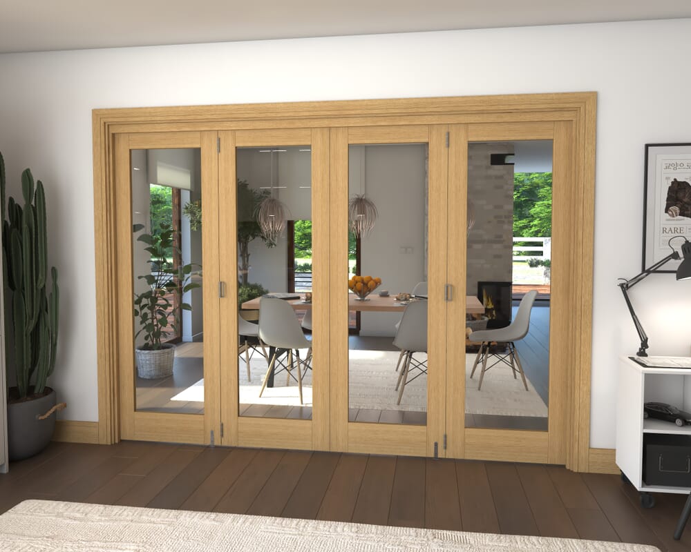 Glazed Oak 4 Door Roomfold Grande (4 + 0 x 686mm Doors)