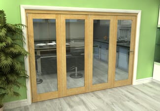 Glazed Oak 4 Door Roomfold Grande (4 + 0 x 686mm Doors)