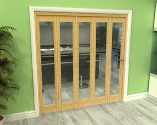 Glazed Oak 5 Door Roomfold Grande (5 + 0 x 381mm Doors)