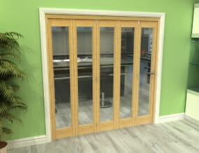 Glazed Oak 5 Door Roomfold Grande (5 + 0 x 381mm Doors)