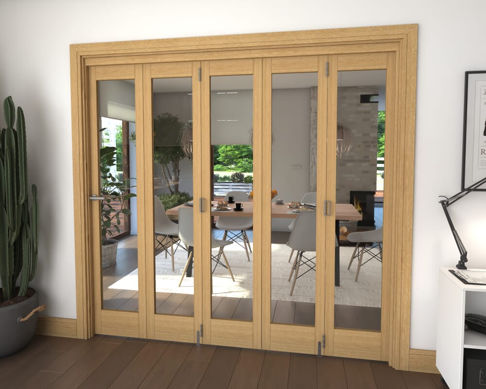 Glazed Oak 5 Door Roomfold Grande (5 + 0 x 419mm Doors)