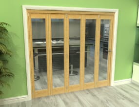 Glazed Oak 5 Door Roomfold Grande (5 + 0 x 419mm Doors)