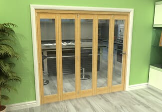 Glazed Oak 5 Door Roomfold Grande (5 + 0 x 419mm Doors)