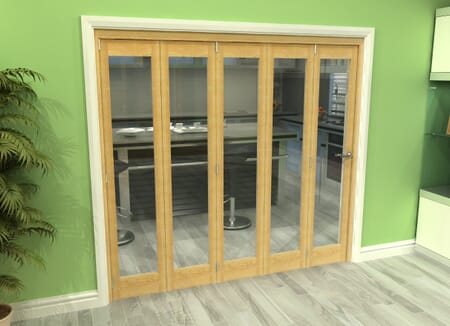 Glazed Oak 5 Door Roomfold Grande (5 + 0 x 419mm Doors)