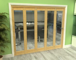 Glazed Oak 5 Door Roomfold Grande (5 + 0 x 457mm Doors)