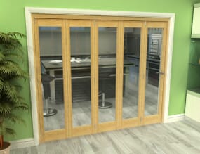 Glazed Oak 5 Door Roomfold Grande (5 + 0 x 457mm Doors)