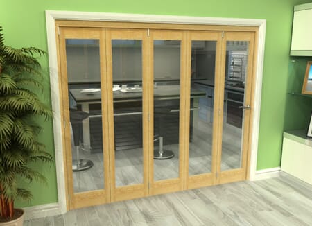 Glazed Oak 5 Door Roomfold Grande (5 + 0 x 457mm Doors)