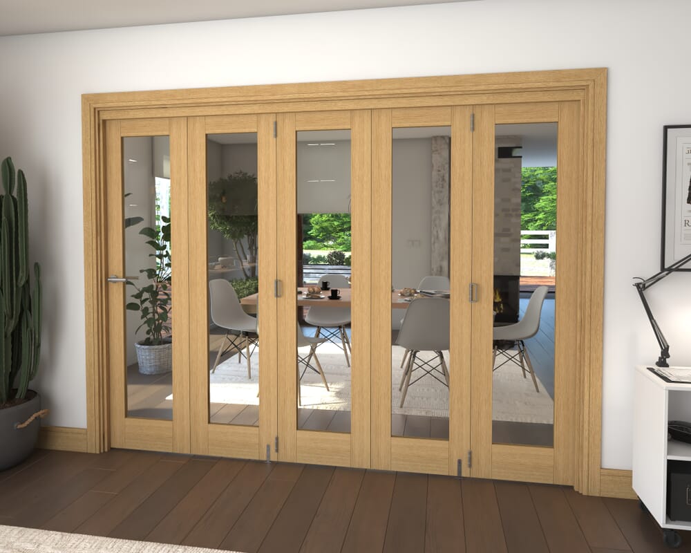 Glazed Oak 5 Door Roomfold Grande (5 + 0 x 533mm Doors)