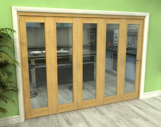 Glazed Oak 5 Door Roomfold Grande (5 + 0 x 533mm Doors)