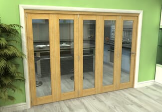 Glazed Oak 5 Door Roomfold Grande 3000mm (10ft) 5 + 0 Set