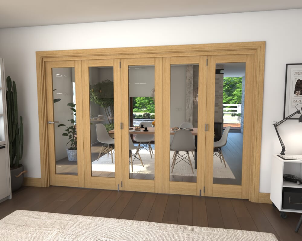 Glazed Oak 5 Door Roomfold Grande (5 + 0 x 610mm Doors)