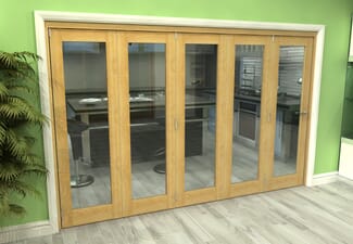 Glazed Oak 5 Door Roomfold Grande (5 + 0 x 610mm Doors)