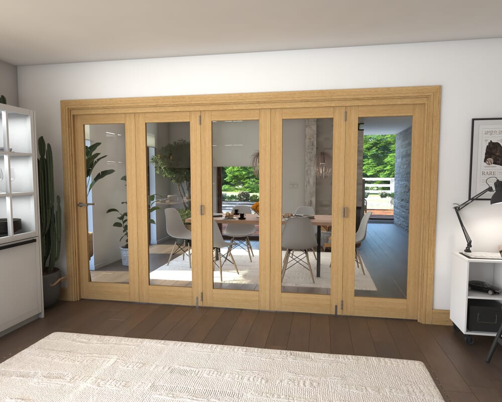 Glazed Oak 5 Door Roomfold Grande (5 + 0 x 686mm Doors)