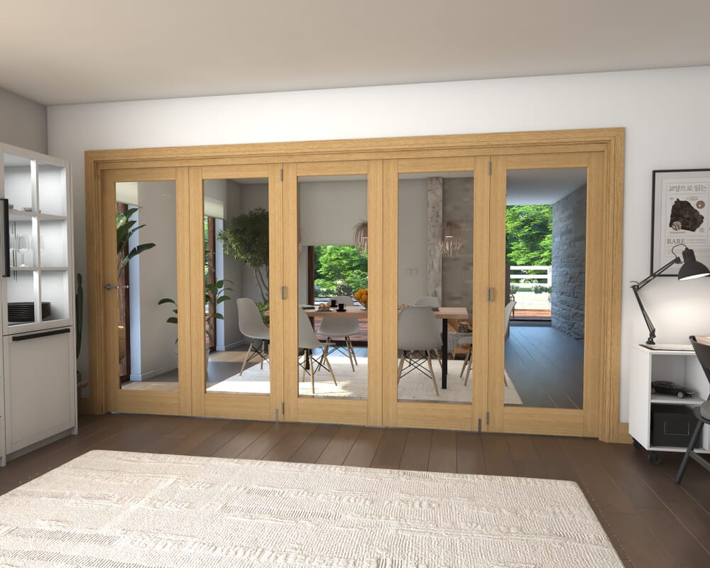 Glazed Oak 5 Door Roomfold Grande (5 + 0 x 762mm Doors)