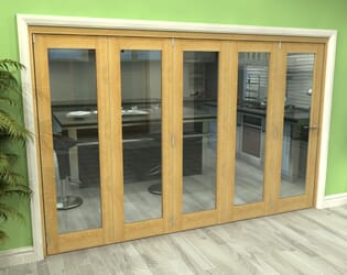 Glazed Oak 5 Door Roomfold Grande (5 + 0 x 762mm Doors)