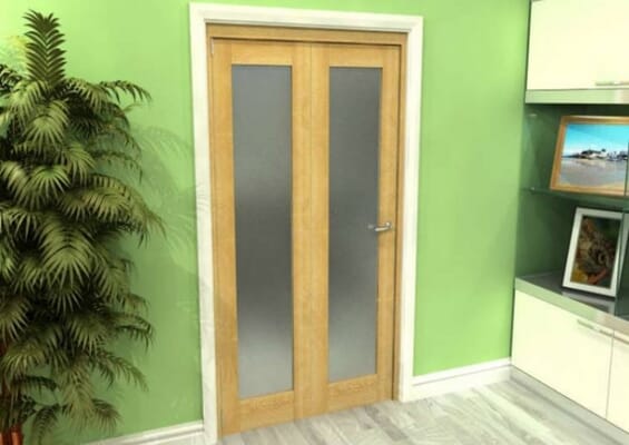 Frosted Glazed Oak 2 Door Roomfold Grande (2 + 0 x 419mm Doors)