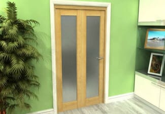 Frosted Glazed Oak 2 Door Roomfold Grande (2 + 0 x 573mm Doors)