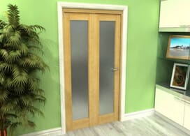 Frosted Glazed Oak 2 Door Roomfold Grande (2 + 0 X 610mm Doors) Image