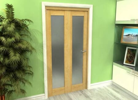 Frosted Glazed Oak 2 Door Roomfold Grande (2 + 0 x 610mm Doors)