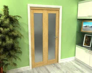Frosted Glazed Oak 2 Door Roomfold Grande (2 + 0 x 686mm Doors)