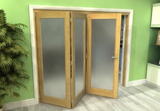 Frosted Glazed Oak 3 Door Roomfold Grande (2 + 1 x 533mm Doors)