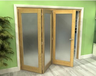 Frosted Glazed Oak 3 Door Roomfold Grande (2 + 1 x 610mm Doors)
