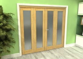 Frosted Glazed Oak 4 Door Roomfold Grande 2400mm (8ft) 2 + 2 Set Image