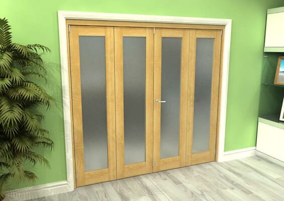 Frosted Glazed Oak 4 Door Roomfold Grande (2 + 2 x 610mm Doors)