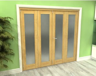 Frosted Glazed Oak 4 Door Roomfold Grande (2 + 2 x 686mm Doors)