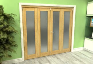Frosted Glazed Oak 4 Door Roomfold Grande (2 + 2 x 686mm Doors)