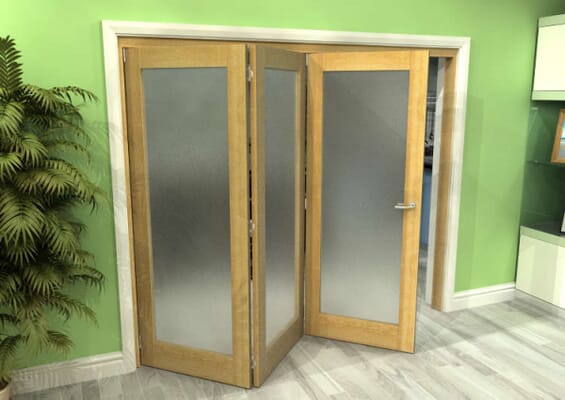 Frosted Glazed Oak 3 Door Roomfold Grande (3 + 0 x 610mm Doors)