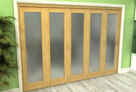 Frosted Glazed Oak 5 Door Roomfold Grande (4 + 1 X 686mm Doors) Image