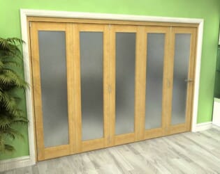 Frosted Glazed Oak 5 Door Roomfold Grande (5 + 0 x 686mm Doors)