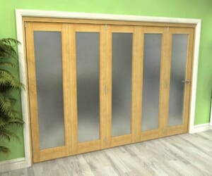 Oak P10 Roomfold Grande  Internal Bifold Doors with Frosted Glass