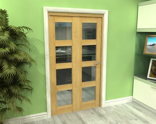 Glazed Oak 2 Door 4L Roomfold Grande (2 + 0 x 533mm Doors)