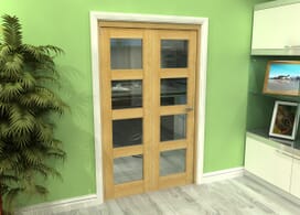 Glazed Oak 2 Door 4l Roomfold Grande (2 + 0 X 573mm Doors) Image
