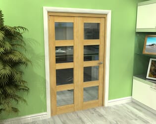 Glazed Oak 2 Door 4L Roomfold Grande (2 + 0 x 573mm Doors)
