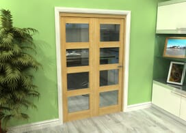 Glazed Oak 2 Door 4l Roomfold Grande (2 + 0 X 610mm Doors) Image