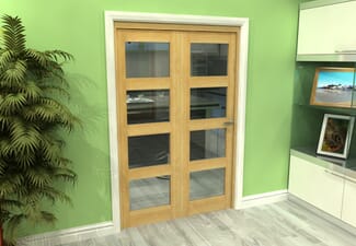 Glazed Oak 2 Door 4L Roomfold Grande (2 + 0 x 610mm Doors)