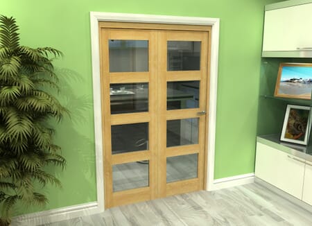 Glazed Oak 2 Door 4L Roomfold Grande (2 + 0 x 610mm Doors)