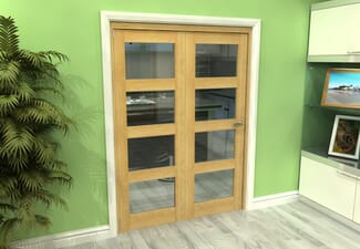 Glazed Oak 2 Door 4L Roomfold Grande (2 + 0 x 686mm Doors)