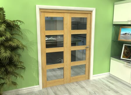 Glazed Oak 2 Door 4L Roomfold Grande (2 + 0 x 686mm Doors)